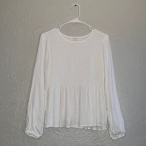 White Long Sleeve Peplum Top